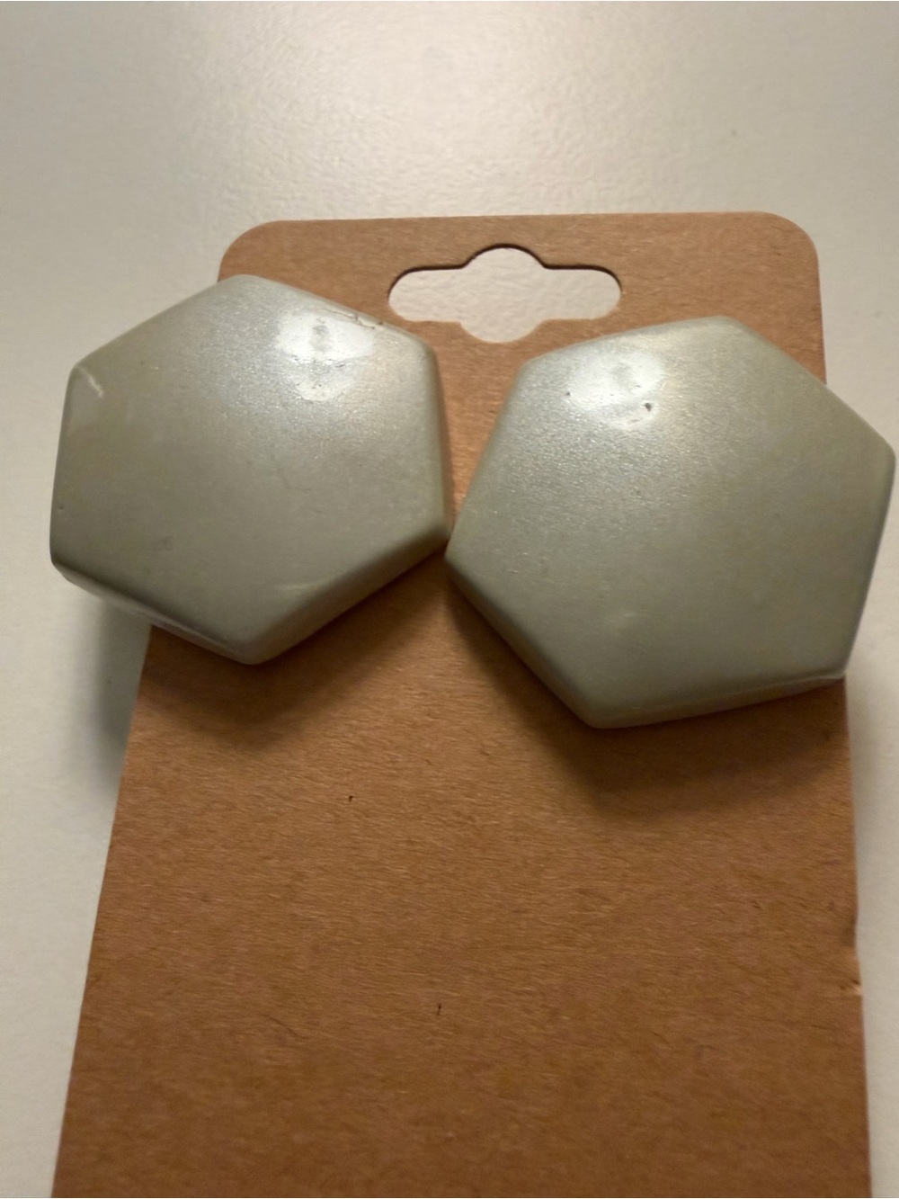 Source Unknown Hexagon Clip-On Earrings in Pale Silver